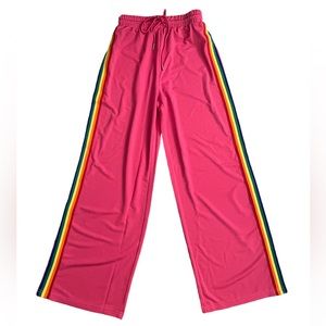 Pink track pants Barbie core rainbow pants joggers drawstring pink athletic